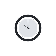 Black White Clock Vector Flat Illustration