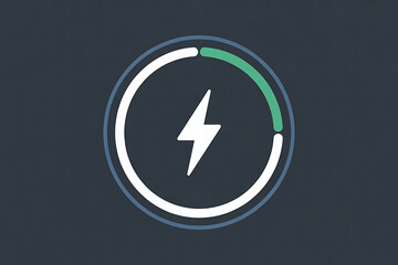 Circular progress bar with a white lightning bolt symbol indicating energy and charging status on a dark background