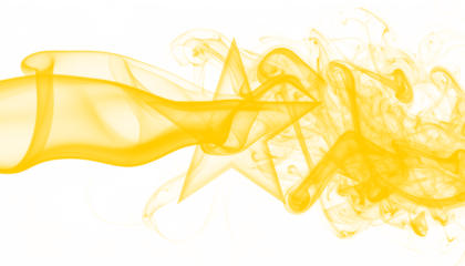 PNG of yellow smoke swirling into an invisible star shape, ideal for creative projects, digital art, and visual effects
