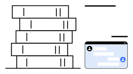 Database stack alongside chat interface for seamless communication and data management. Ideal for technology, storage systems, IT solutions, software design, teamwork, education, simple landing page