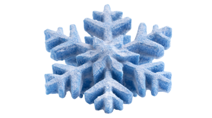 Blue snowflake made of sugar or salt isolated on transparent background