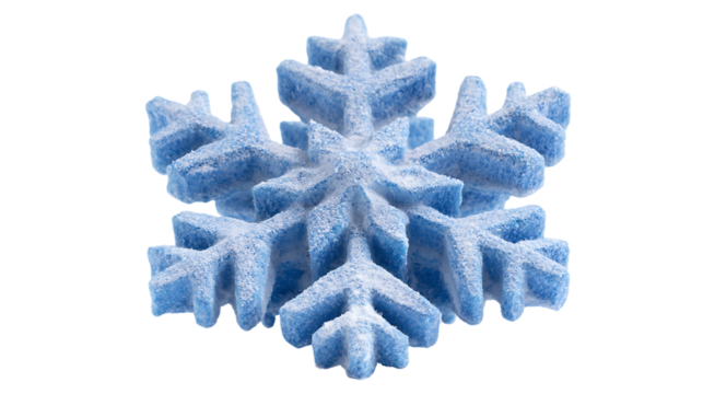 Blue snowflake made of sugar or salt isolated on transparent background - Powered by Adobe