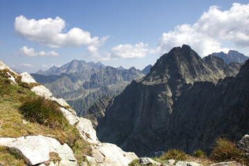 High Tatras, Slovakia,  high mountain landscape, mountains hut. Mountain landscape. European...
