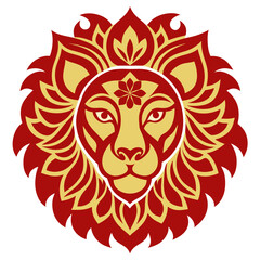 Fototapeta premium Mandala Lion Head Vector Illustration Intricate Floral Ornamental Design