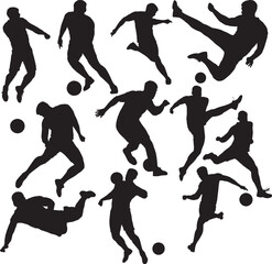 Soccer Players Silhouettes Set, Vector Illustration.