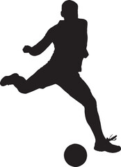 Soccer Player Kicking Ball Silhouette on White Background