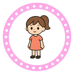 Adorable little girl vector in minimal style.