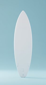 Serene Minimalism: White Surfboard 3D Render