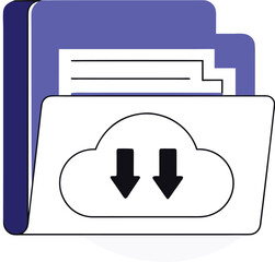 Simple cloud storage icon design with modern technology symbol representing data, server, and digital network concepts