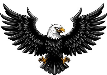 Majestic Bald Eagle with Spread Wings in Midair Illustration