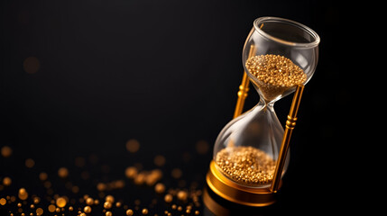 Golden Hourglass on Black Background