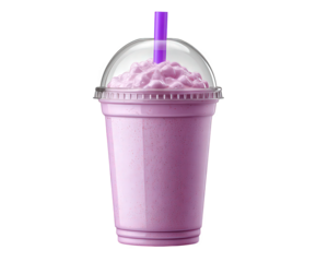 Refreshing taro bubble tea clipart, trendy cold drink element perfect for summer. Sweet purple beverage in plastic cup with dome lid providing delicious, cool treat