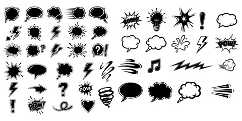 Comic Elements Set – Hand-Drawn Sketch Symbols Collection