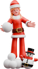 3D Christmas Character Santa Claus and Mrs Claus Festive Holiday Activities Winter Season Gifts Candy Snowman Christmas Tree and Decorations Celebration