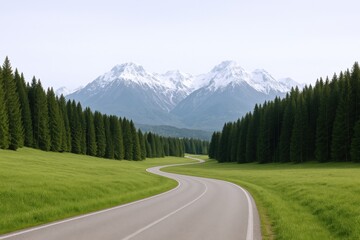 Scenic Mountain Road with Snow Capped Peaks: A Journey Through Nature's Majesty and Serene Landscapes