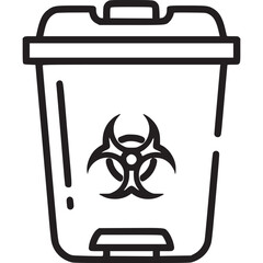 Biohazard waste container line icon isolated on white background special bin for disposal of infectious and hazardous medical waste