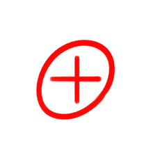 Red circle with plus sign in the center isolated on transparent background