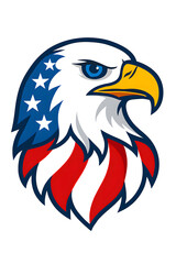 Obraz premium American eagle head isolated on white background with stars and stripes