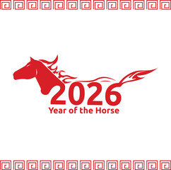 year of the horse symbol. Chinese new year 2026 design template