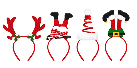 Christmas headbands. Headdress for party, festival, carnival, holiday. Funny Christmas hats. 