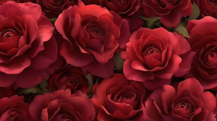 Obraz premium Lush Red Roses Floral Background for Romantic Occasions and Celebrations - Perfect for Valentine's Day