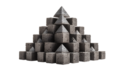 Pyramid made of stone blocks isolated on transparent background
