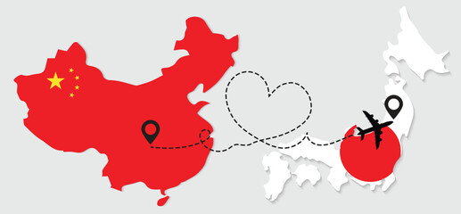 Airplane travel from China to Japan