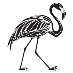 Fototapeta premium Stylized Black and White Flamingo Vector Illustration.