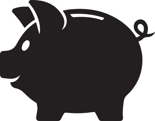 Silhouette Vector of Piggy Bank on White Background