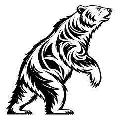 Stylized Tribal Bear Standing Roaring Illustration.