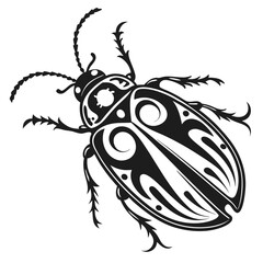 Stylized Tribal Beetle Vector Illustration.