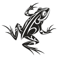 Stylized Tribal Frog Tattoo Design Vector.