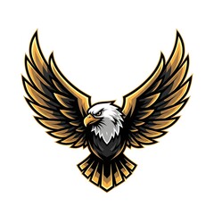 Fototapeta premium Fierce Eagle Mascot with Wings Spread and Golden Accents