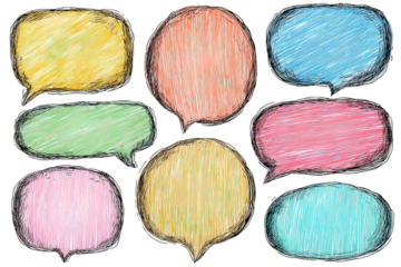 Collection Of Colorful Text Speech Bubbles With Decorative Patterns
