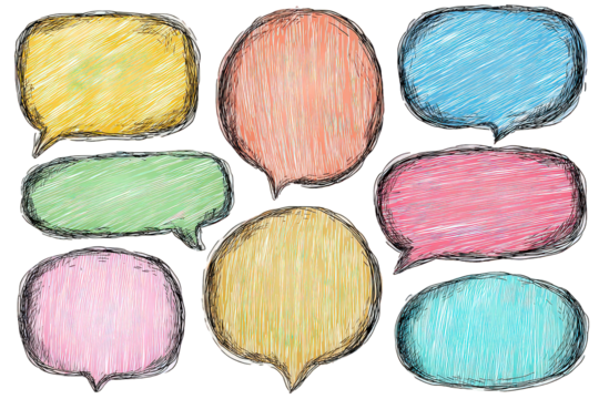 Collection Of Colorful Text Speech Bubbles With Decorative Patterns