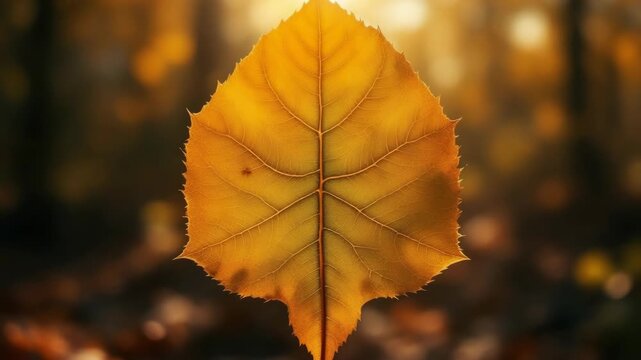 Vibrant golden leaf captures the essence of autumnal equinox celebrating natures transition and radiant seasonal beauty