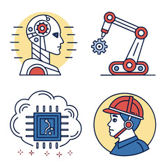 Modern technology icons representing ai robotics cloud computing and engineering