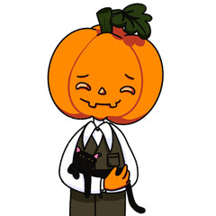 halloween Mr.Pumpkin and Jack the black cat holiday october vector