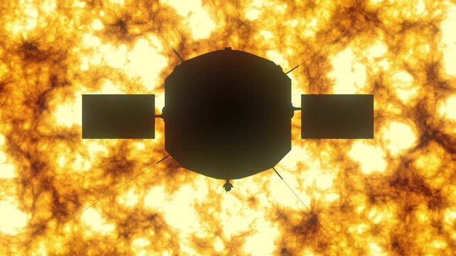 Parker Solar Probe Heading Towards Close Up of the Surface of the Sun with Heat Shield Protecting Scientific Instruments On Board Gathering Data About Star Activity.