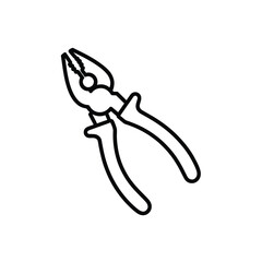 Simple outline illustration of pliers tool vector graphic eps scalable icon for general use silhouette vector illustration white background