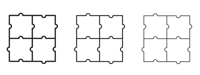 Puzzle icon with outline style, vector illustration designs