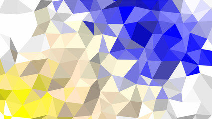 Abstract geometric low poly background with blue yellow and white triangles texture