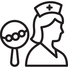 Obraz premium Female nurse with baby rattle isolated on white background pediatric nurse, maternity nurse, or neonatal nurse caring for infants and newborns with gentle care