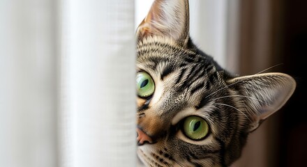Curious Tabby Cat with Green Eyes