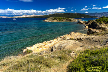 Beach Ciganka FKK naturist on the island of Rab in Croatia,