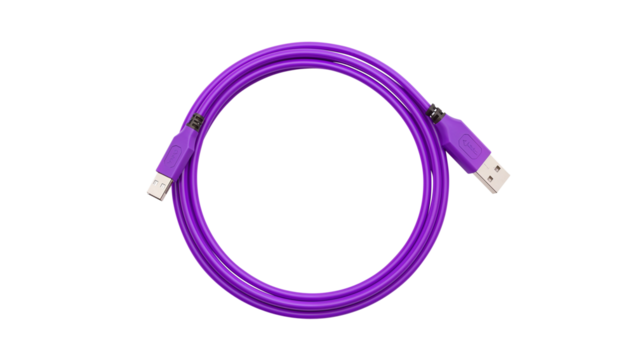 Vibrant purple U S B cable coiled USB cable technology