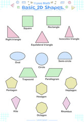 Minimalist 2D Geometric Shapes with Pastel Colors
