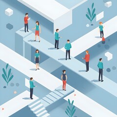 Modern team collaborating in abstract office space