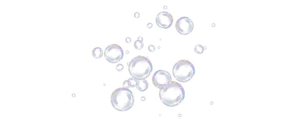 PNG Soap Bubble Overlay. Realistic Glossy Transparent Bubbles on Airy Background