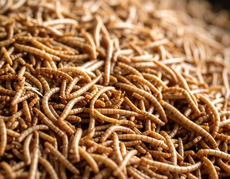 Close-up of many dried mealworms (1)